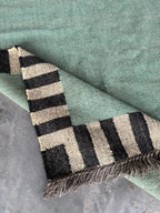Handwoven Sage Green Cotton Jute Kilim Rug | Modern Minimalist Flatweave Area Rug with Striped Border for Living Room Bedroom