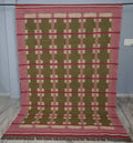 Handwoven Olive Green Wool Jute Kilim Rug | Modern Tribal Flatweave Area Rug with Geometric Grid Pattern for Living Room