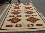 Handwoven Southwestern Kilim Rug | Handmade Wool Jute Tribal Area Rug, Rustic Flatweave Geometric Dhurrie for Living Room Bedroom