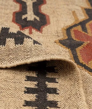 Handwoven Southwestern Kilim Rug | Handmade Wool Jute Tribal Area Rug, Rustic Flatweave Geometric Dhurrie for Living Room Bedroom