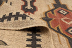 Handwoven Southwestern Kilim Rug | Handmade Wool Jute Tribal Area Rug, Rustic Flatweave Geometric Dhurrie for Living Room Bedroom