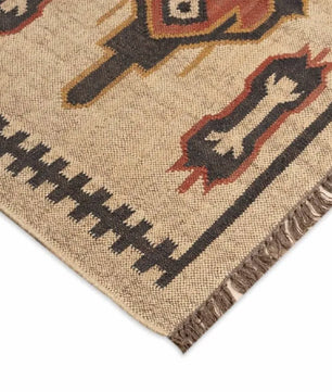 Handwoven Southwestern Kilim Rug | Handmade Wool Jute Tribal Area Rug, Rustic Flatweave Geometric Dhurrie for Living Room Bedroom