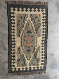 Handwoven Southwestern Wool Jute Kilim Rug, Tribal Medallion Flatweave Area Rug, Handmade Boho Dhurrie Carpet with Fringe for Living Room