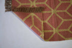 Handwoven Wool Jute Area Rug – Terracotta 3D Geometric Cube Kilim Rug, Reversible Flatweave with Fringe