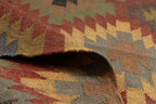 Handgeweefde Suidwestelike Wol-Jute Kilim Matopp – Stam Diamant Platweef Dhurrie Tapyt vir Sitkamer, Slaapkamer & Ingang