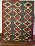 Handwoven Charcoal Wool Jute Kilim Area Rug – Geometric Diamond Reversible Flatweave Dhurrie for Living Room, Dining Room & Bedroom