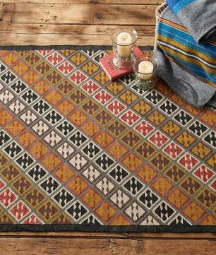 Handmade Multicolor Wool Jute Kilim Area Rug with Tassels | Tribal Diamond Geometric Flatweave Rug for Living Room & Bedroom