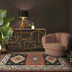 Handmade Tribal Wool Jute Kilim Area Rug with Tassels | Geometric Flatweave Boho Rug for Living Room, Bedroom & Hallway