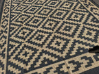 Handwoven Black Beige Aztec Kilim Rug | Handmade Wool Jute Tribal Flatweave Area Rug for Living Room, Bedroom & Farmhouse Decor