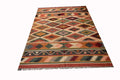 Handmade Multicolor Wool Jute Kilim Rug – Geometric Flatweave Area Rug