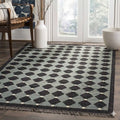 Handmade Charcoal Gray Wool Jute Kilim Area Rug with Geometric Diamond Pattern | Modern Flatweave Rug for Living Room & Bedroom