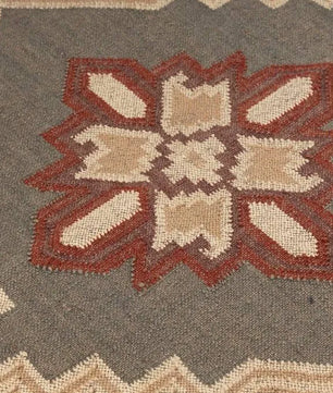 Handmade Southwestern Wool Jute Kilim Area Rug with Tassels | Tribal Geometric Flatweave Boho Rug for Living Room Bedroom