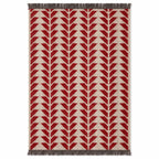Handmade Red Geometric Wool Jute Kilim Area Rug with Tassels | Flatweave Tribal Rug for Living Room, Bedroom & Home Decor