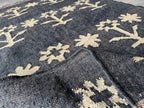 Handwoven Charcoal Wool Jute Kilim Rug, Modern Tribal Flatweave Area Rug, Handmade Scandinavian Boho Dhurrie Carpet with Fringe