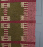 Handwoven Olive Green Wool Jute Kilim Rug | Modern Tribal Flatweave Area Rug with Geometric Grid Pattern for Living Room