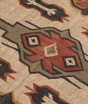 Handwoven Southwestern Kilim Rug | Handmade Wool Jute Tribal Area Rug, Rustic Flatweave Geometric Dhurrie for Living Room Bedroom