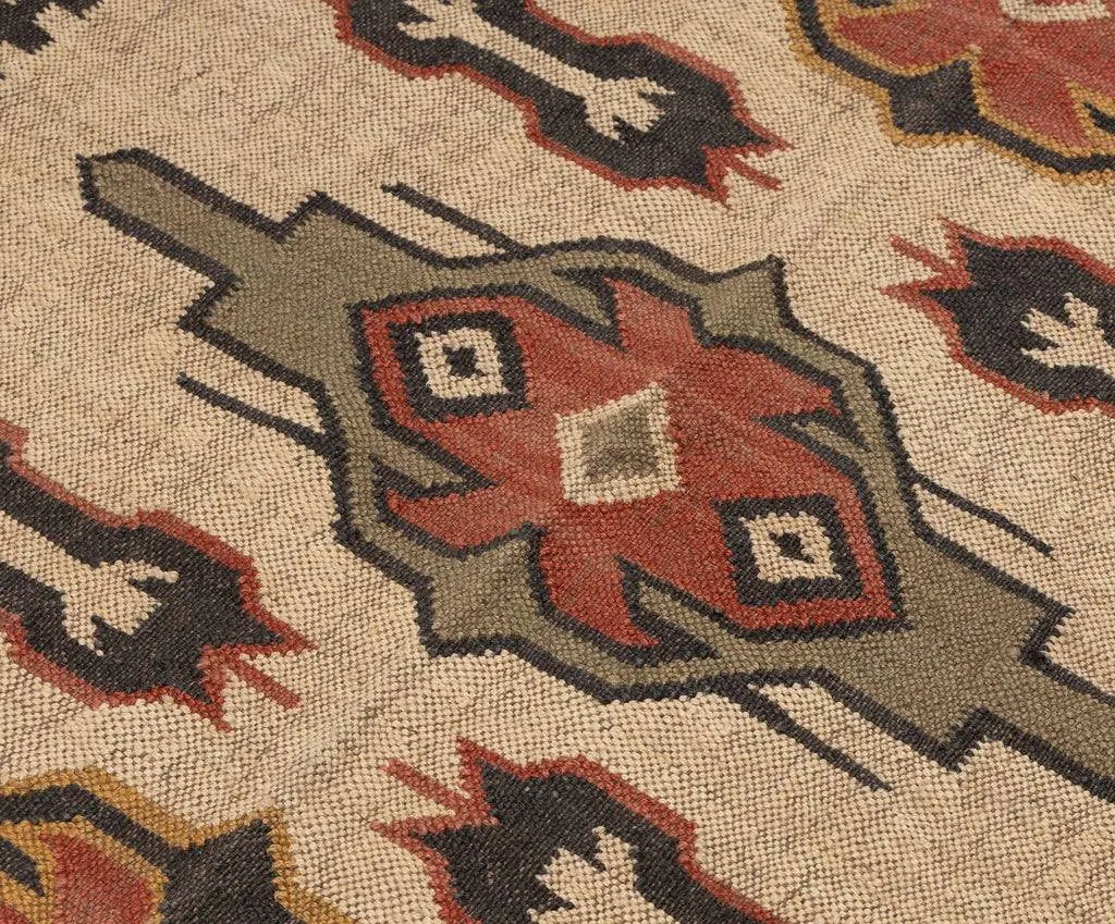 Handwoven Southwestern Kilim Rug | Handmade Wool Jute Tribal Area Rug, Rustic Flatweave Geometric Dhurrie for Living Room Bedroom