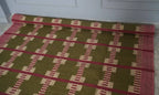 Handwoven Olive Green Wool Jute Kilim Rug | Modern Tribal Flatweave Area Rug with Geometric Grid Pattern for Living Room