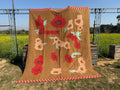 Botanical Folk-Art Kilim Dhurrie – Artisan-Woven Wool & Jute Floral Rug