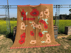 Botanical Folk-Art Kilim Dhurrie – Artisan-Woven Wool & Jute Floral Rug