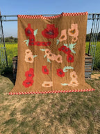 Botanical Folk-Art Kilim Dhurrie – Artisan-Woven Wool & Jute Floral Rug