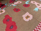 Botanical Folk-Art Kilim Dhurrie – Artisan-Woven Wool & Jute Floral Rug