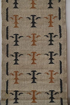 Handmade Beige Kilim Runner – Black & Rust Botanical Motifs