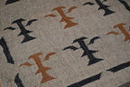 Handmade Beige Kilim Runner – Black & Rust Botanical Motifs