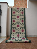 Handmade Floral Kilim Runner – Beige, Green & Berry Pink