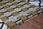 Handmade Wool & Jute Kilim Runner – Mustard Square Design