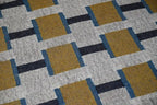 Handmade Wool & Jute Kilim Runner – Mustard Square Design