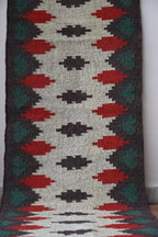 Handmade Geometric Kilim Runner – Beige, Brown, Red & Green