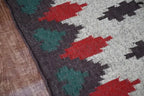 Handmade Geometric Kilim Runner – Beige, Brown, Red & Green