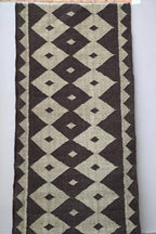 Handmade Wool & Jute Kilim Runner – Brown Diamond Pattern