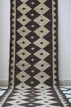 Handmade Wool & Jute Kilim Runner – Brown Diamond Pattern