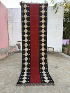 Crimson Path Kilim Dhurrie Runner – Artisan-Woven Wool Jute Corridor Carpet