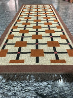 Terracotta Windowpane Dhurrie Runner – Handmade Jute Wool Corridor Rug