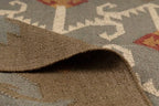 Artisan Mosaïek Diamant-tapyt – Handgeweefde Wol-Jute-Dhurrie met Tossels