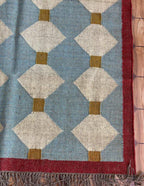 Handmade Diamond Kilim Dhurrie – Blue-Gray Wool Jute Carpet, Made to Your Size