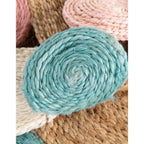 Handmade Braided Round Jute Rug – Natural Boho Area Rug with Multicolor Circle Border