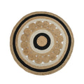 Black & Ivory Floral Round Jute Rug – Hand-Braided Natural Circle Area Rug | 2–12 Ft