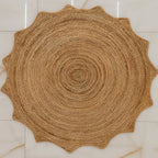 Natural Starburst Jute Carpet – Artisan-Braided Sun-Shaped Floor Rug