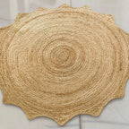Natural Starburst Jute Carpet – Artisan-Braided Sun-Shaped Floor Rug
