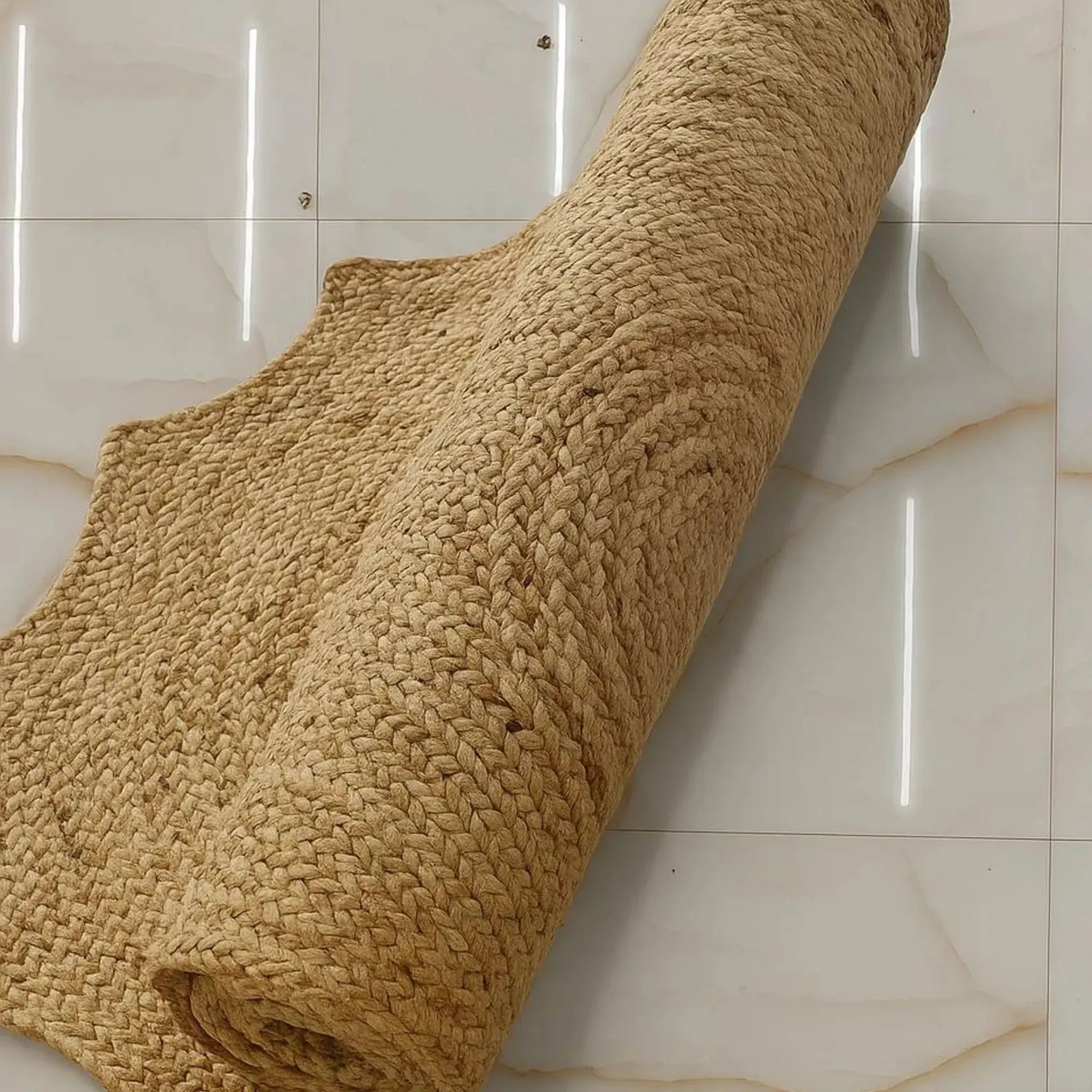 Natural Starburst Jute Carpet – Artisan-Braided Sun-Shaped Floor Rug