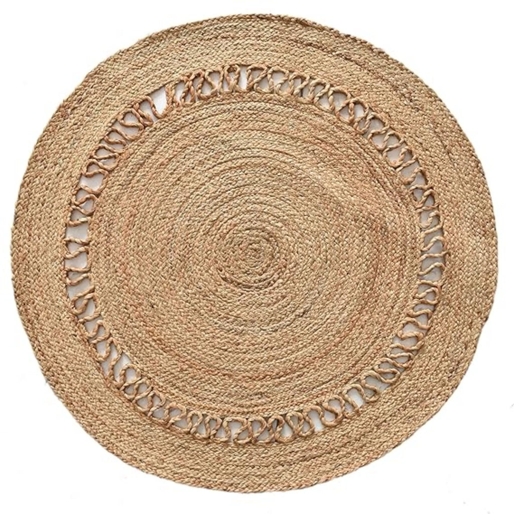 Natural Halo-Weave Jute Carpet – Artisan-Braided Circular Floor Covering