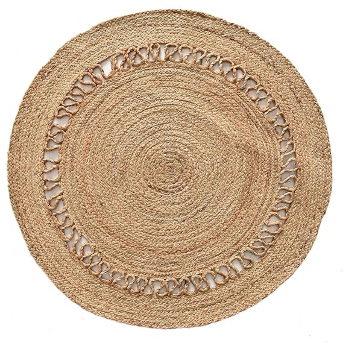 Natural Halo-Weave Jute Carpet – Artisan-Braided Circular Floor Covering
