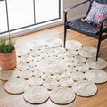 Cream Bubble Round Jute Rug – Artisan-Braided Organic Medallion Carpet