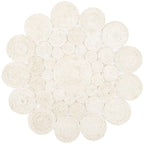 Cream Bubble Round Jute Rug – Artisan-Braided Organic Medallion Carpet
