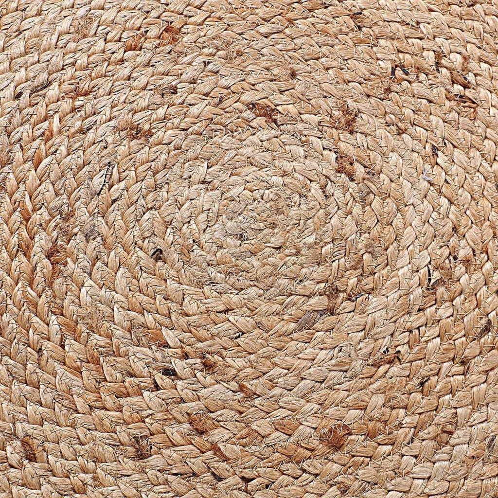 Natural Jute Sunburst Circle Rug – Colorful Braided Medallion Border Carpet