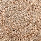 Natural Jute Sunburst Circle Rug – Colorful Braided Medallion Border Carpet